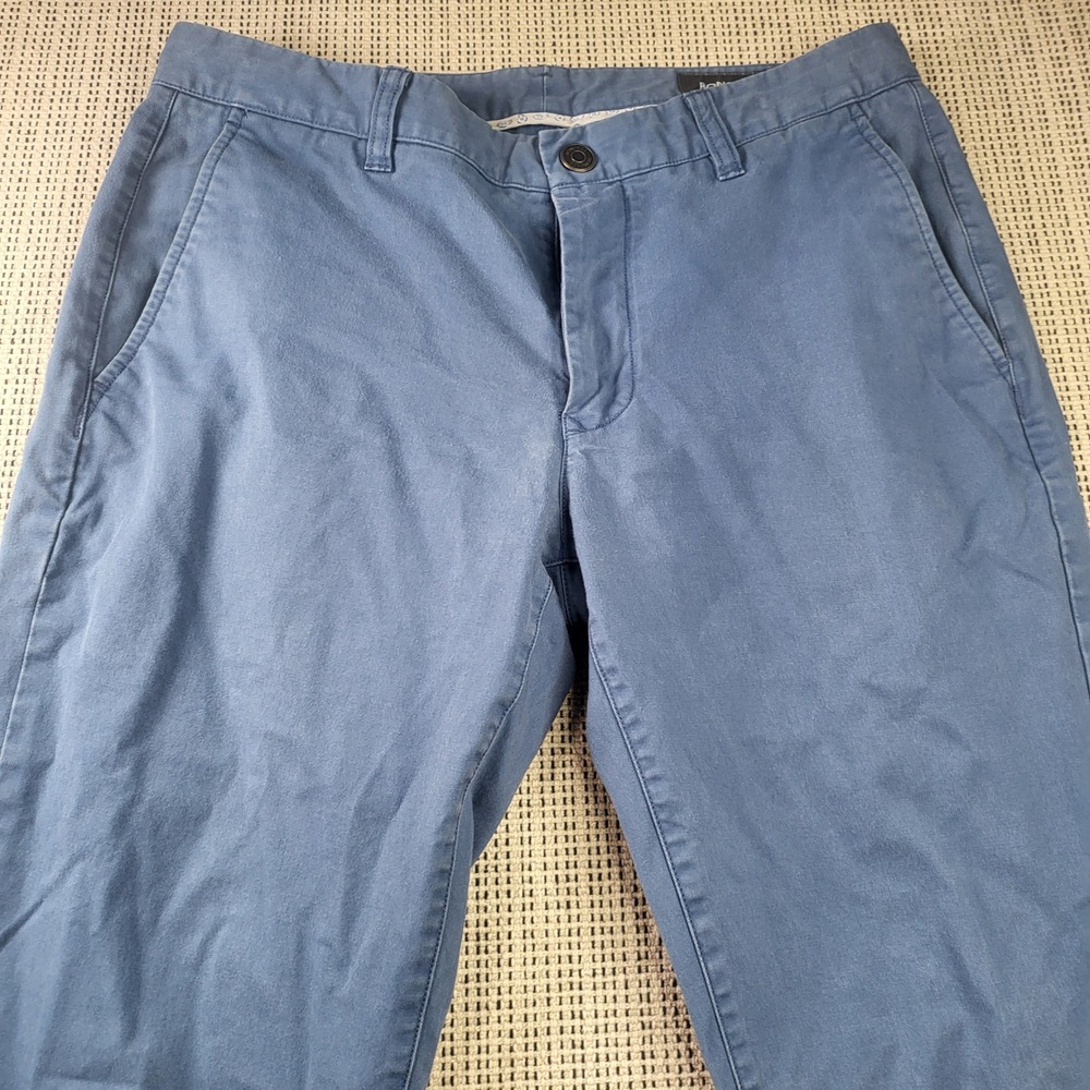 Bonobos Chinos Men 31/32 Blue Flat Front Cotton Blend Slim Straight Pants